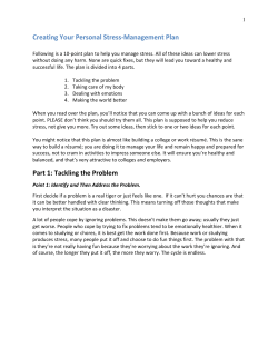Creating Your Personal Stress-Management Plan