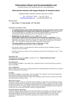 Information Sheet and Accommodation List