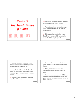 The Atomic Nature of Matter