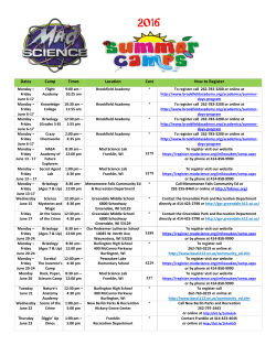 Dates Camp Times Location Cost How to Register
