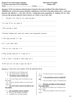 Faculty of Arts and Foreign Languages Department of English 1