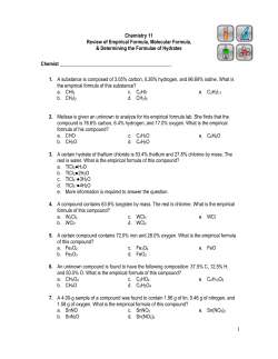 1 Chemistry 11 Review of Empirical Formula, Molecular Formula