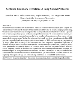 Sentence Boundary Detection: A Long Solved Problem?