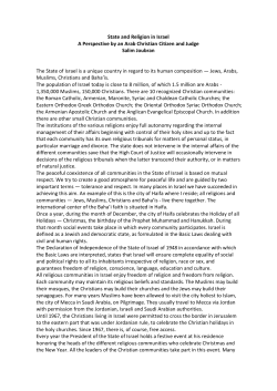 State and Religion in Israel A Perspective by an Arab Christian