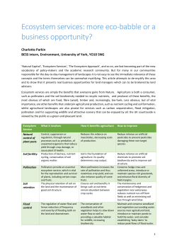 Ecosystem services: more eco-babble or a business