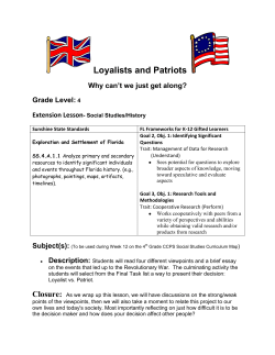 Loyalists and Patriots