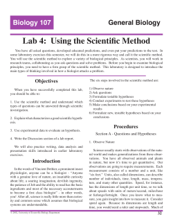 Lab 4: Using the Scientific Method - University of Evansville Faculty
