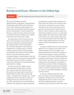 Handout A: Background Essay: Women in the Gilded Age