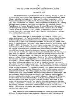 146 MINUTES OF THE SHENANDOAH COUNTY SCHOOL BOARD