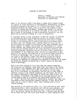 FOLKLORE ON TELEVISION Carter W. Craigie Department of