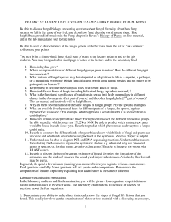 Lab exam Biology 323 Mycology