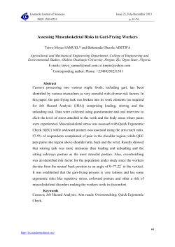Assessing Musculoskeletal Risks in Gari-Frying Workers