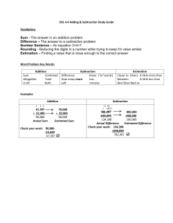Sum - The answer in an addition problem Difference &ndash; The answer