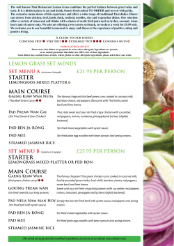Dine In Menu - Lemongrass Thai Restaurant Rustington
