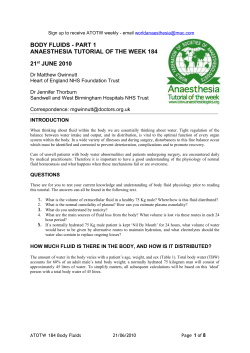 body fluids - Anaesthesia UK