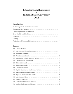 Literature and Language Indiana State University 2014