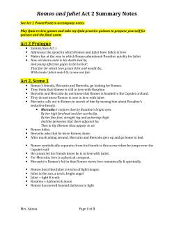 Romeo and Juliet Act 2 Summary Notes - TJ