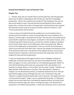 Excerpts from Rambam`s Laws of Character Traits Chapter Two
