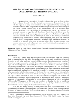 THE STATUS OF BACON IN GASSENDI`S SYNTAGMA