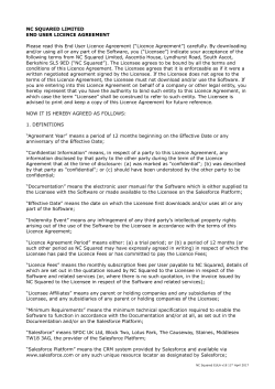 NC SQUARED LIMITED END USER LICENCE AGREEMENT