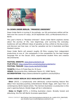 5 th DOWN UNDER BERLIN: &ldquo;PARADISE UNKNOWN&rdquo;