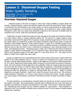 Lesson 1: Dissolved Oxygen Testing Water Quality Sampling