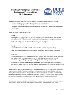 ThD Funding for Language Study and Conference Presentations 0816