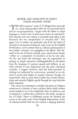 HUMOR AND INVECTIVE IN EARLY TUDOR POLEMIC PROSE "T