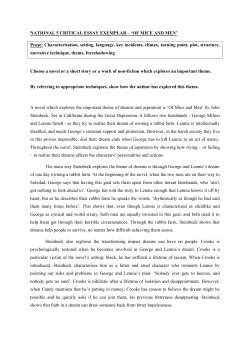 NATIONAL 5 CRITICAL ESSAY EXEMPLAR &ndash; `OF MICE AND MEN