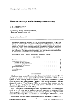 Plant mimicry: evolutionary constraints