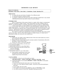 CHEMISTRY I LAB: DENSITY