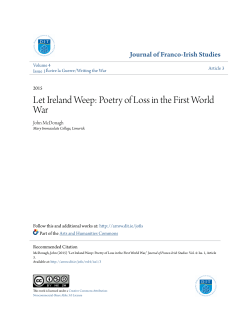 Let Ireland Weep: Poetry of Loss in the First World War