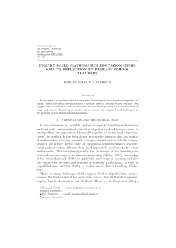 INQUIRY BASED MATHEMATICS EDUCATION (IBME) AND ITS