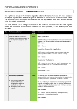 Planning Performance Markers Report