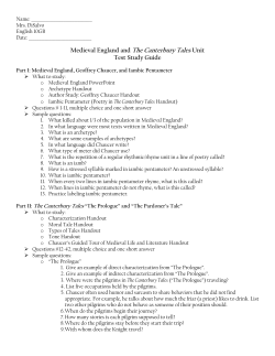Medieval England and The Canterbury Tales Unit Test Study Guide