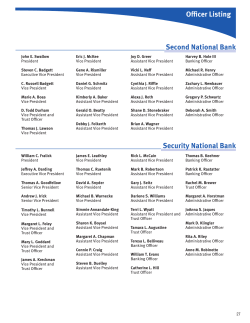 Second National Bank Security National Bank Officer Listing Officer