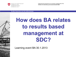 How does BA relates to results based management at SDC?
