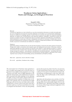 Southeast Asian Agriculture : Stasis and Change, an