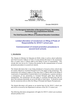 Limited alleviation of moratorium on filling of Posts of Responsibility