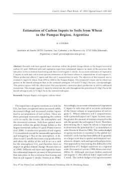 Estimation of Carbon Inputs to Soils from Wheat in the Pampas