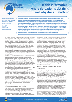 Health information: where do patients obtain it and why does it matter?