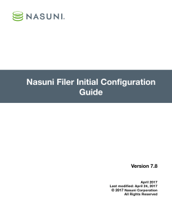 Nasuni Filer Initial Configuration Guide