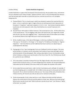 Creative Writing Creative Nonfiction Assignment