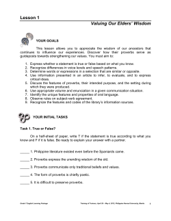 Lesson 1 Valuing Our Elders` Wisdom