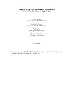 Credit Market Innovations and Sustainable Homeownership: The
