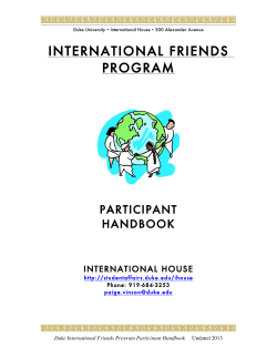 international friends program - Duke Student Affairs