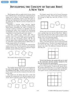 Developing the Concept of Square Root: A New View