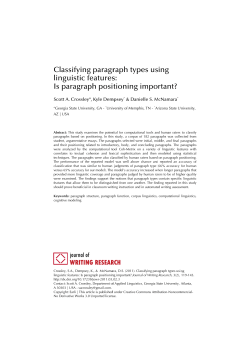 Clas lingu Is pa ssifying uistic fe aragrap g paragr eatures ph posi