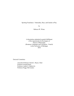 Sporting Frenchness: Nationality, Race, and Gender