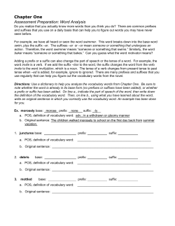 Chapter One Assessment Preparation: Word Analysis